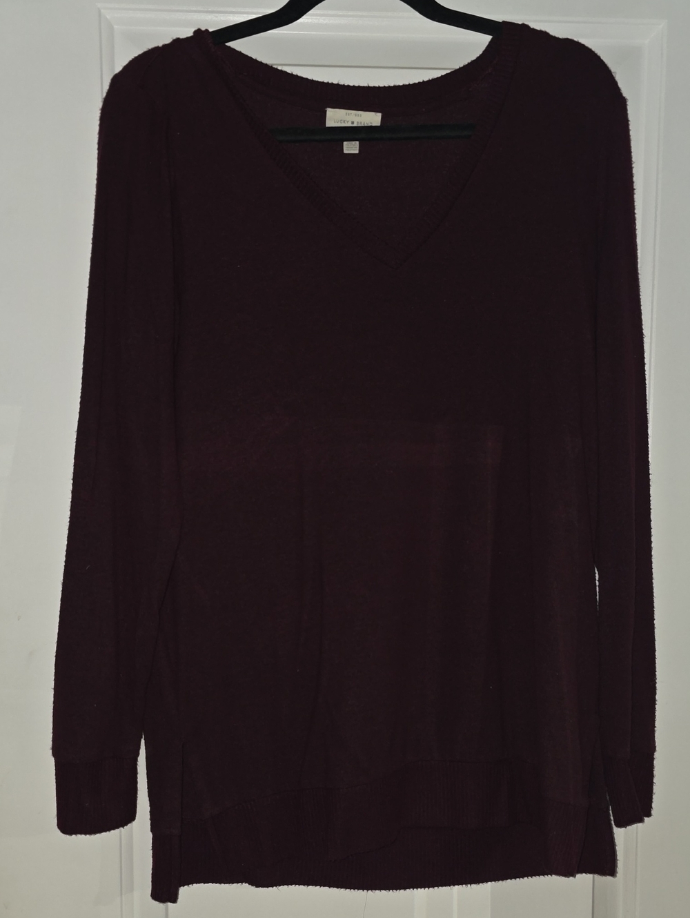Lucky Brand Long Sleeve Tunic in Burgundy Size Medium Like New